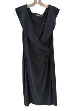 Lauren Ralph Lauren Leonidas Off-Shoulder Midi Black Cocktail Dress Women’s Sz 6